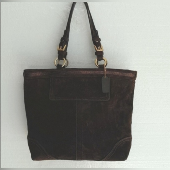 Coach 10442 Suede Tote Shoulder Handbag - Picture 3 of 12